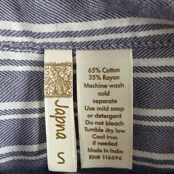 Japna Blue White Striped Button Front Shirt Dress with Tie Waist - Picture 3 of 3